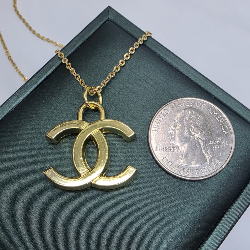 Gold Double C Pendant Necklace